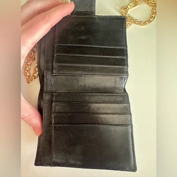 Authentic CHANEL Black Quilted Vintage Leather Wallet & Coin Purse on Chain - Picture 5 of 7